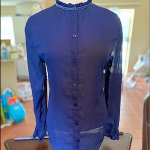 Navy blue sheer blouse